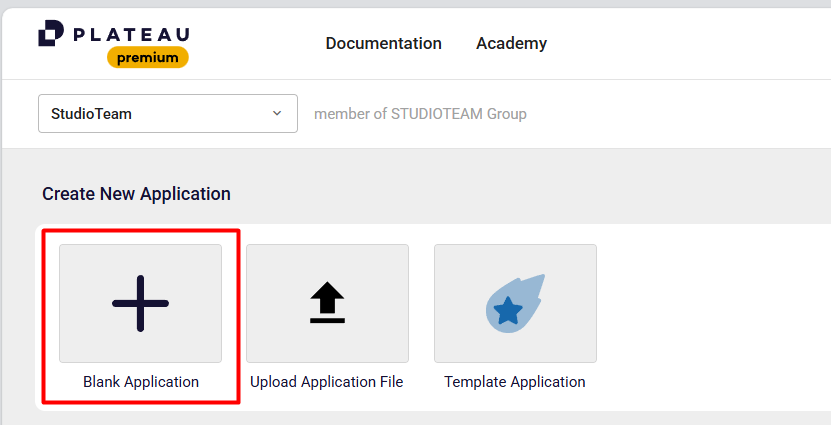 Create New Application