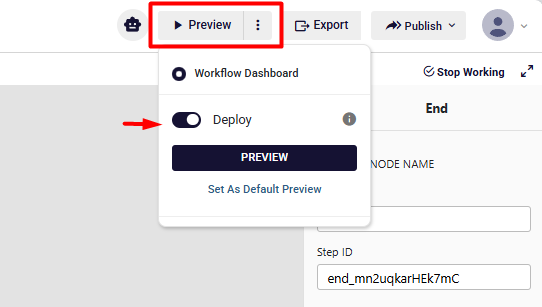 Preview and Deploy Options